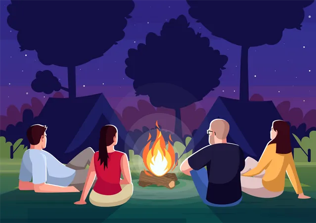 Camping at night Illustration