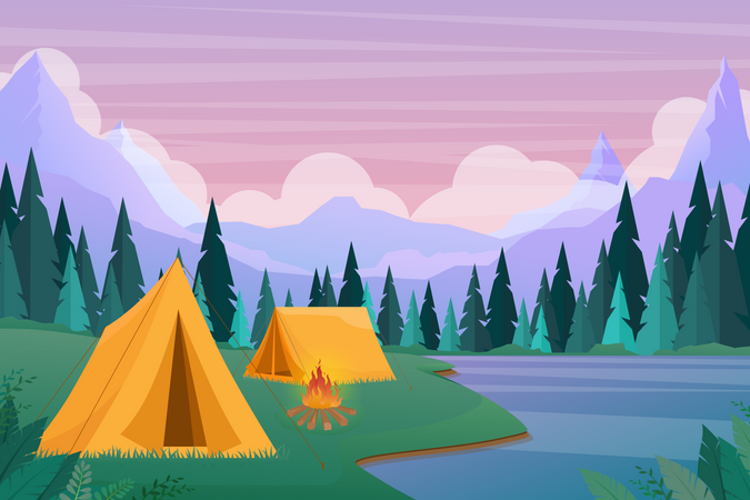 Campamento de aventura  Ilustración