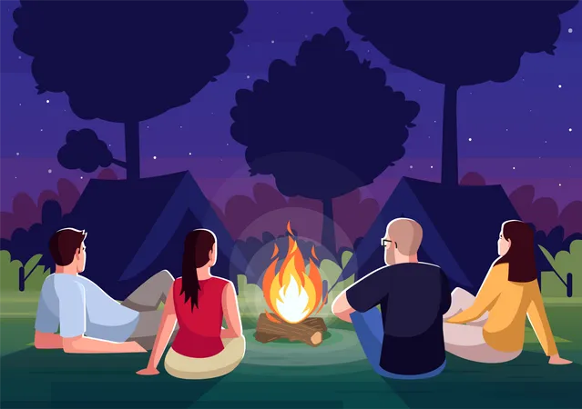 Camping in der Nacht  Illustration