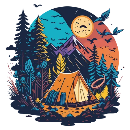 Camping d'été  Illustration