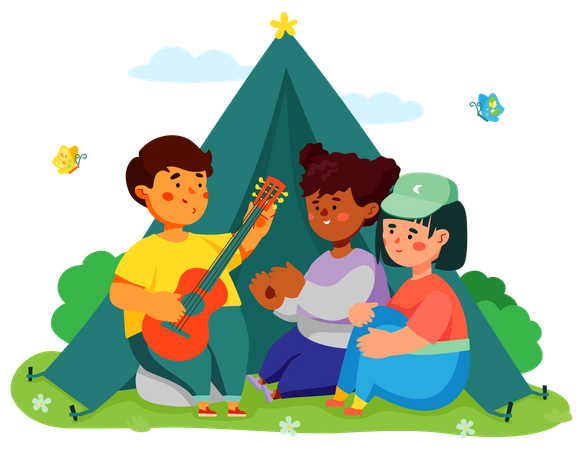 Camping pour enfants  Illustration