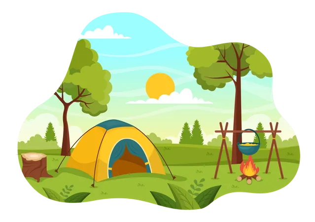 Nourriture de camping et de plein air  Illustration