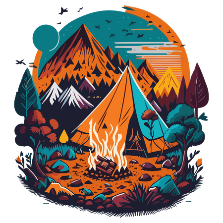 Camping et voyages en vacances  Illustration