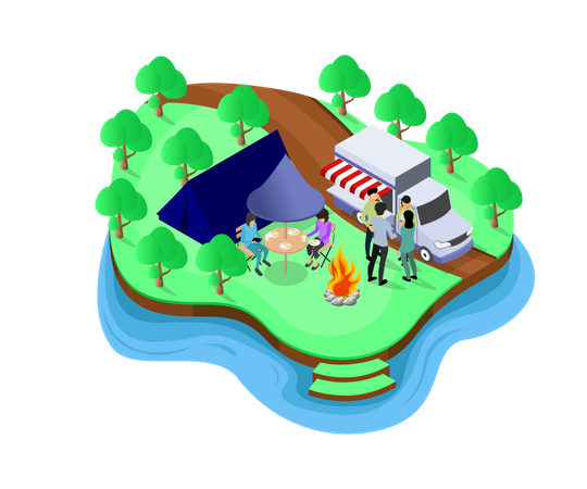 Camping familial  Illustration