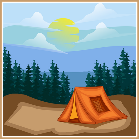 Camping im Wald  Illustration