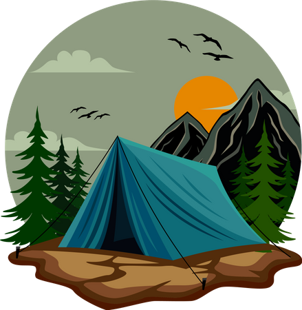 Camping en plein air  Illustration