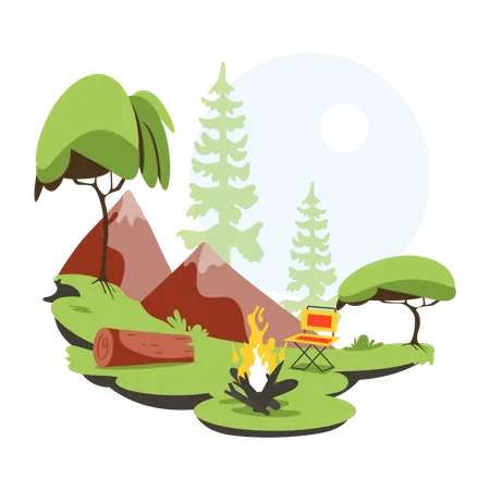 Check Out Flat Illustration Of Camping Site Illustration