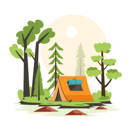 Captivating Flat Illustration Of Camping Tent Illustration