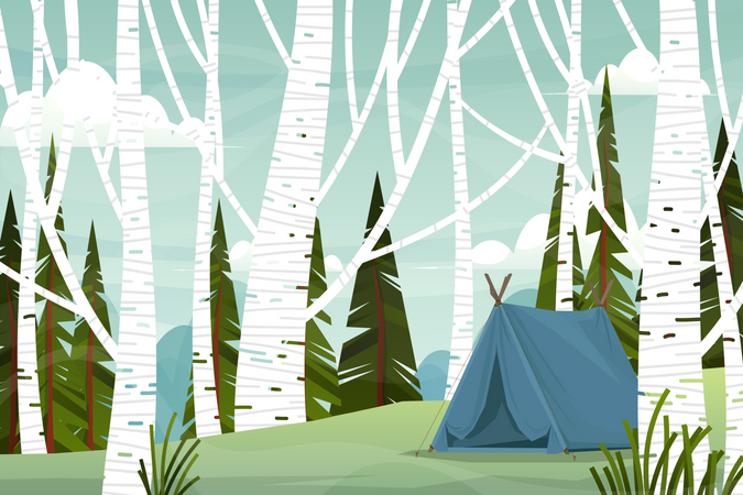 Camping tent in natural park  Illustration