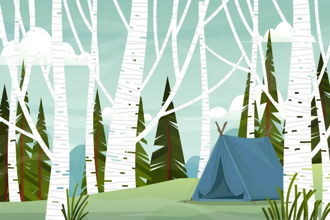 Camping tent in natural park  Illustration