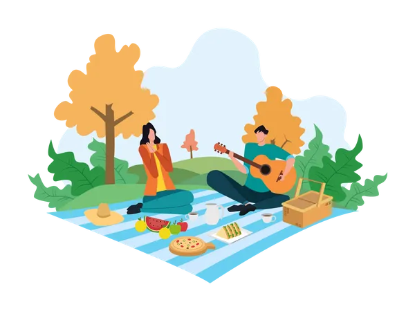 Camping With Friends  Illustration