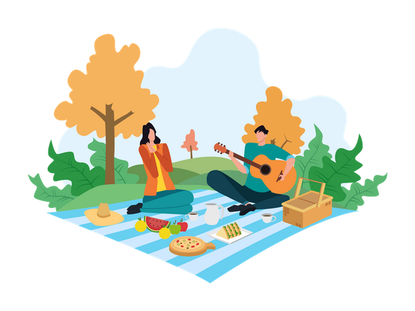 Camping With Friends  Illustration