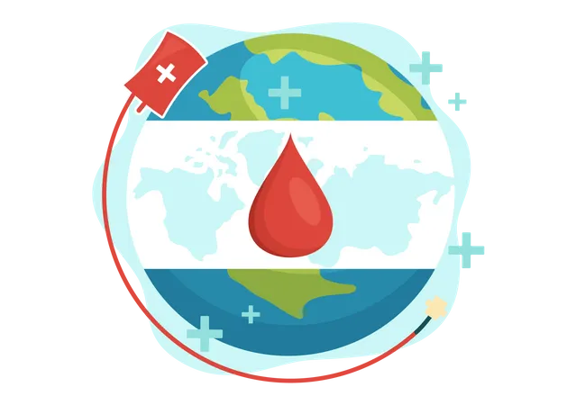 Dia Mundial Do Doador De Sangue Em 14 De Junho Ilustracao Com Sangue Humano Doado Para Dar Ao Destinatario Em Modelos Desenhados A Mao De Desenhos Animados Planos Para Salvar Vidas Ilustração