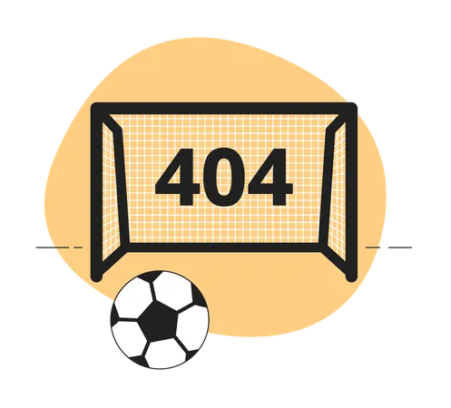 Campo de fútbol y puerta error blanco negro 404  Ilustración