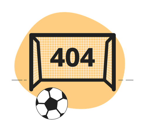 Campo de futebol e portão preto branco erro 404  Ilustração