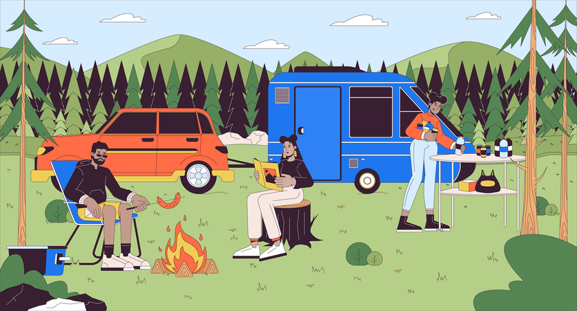 Campsite recreation  Illustration