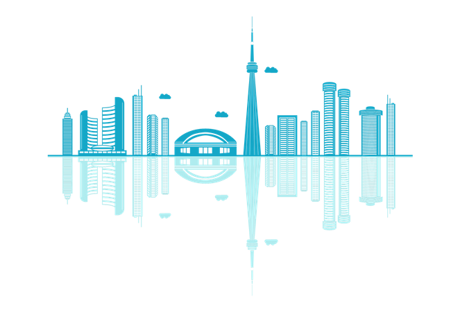 Canada Skyline silhouette with reflections  Illustration