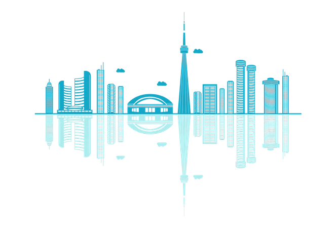 Canada Skyline silhouette with reflections  Illustration