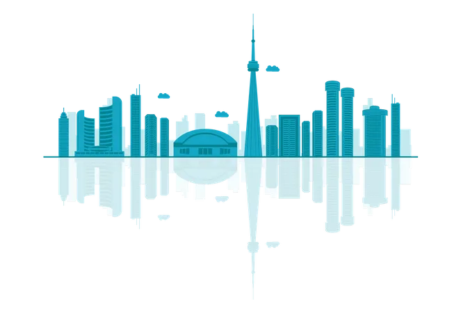 Canada Skyline silhouette with reflections  Illustration