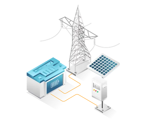 Canal de energia do painel solar  Ilustração