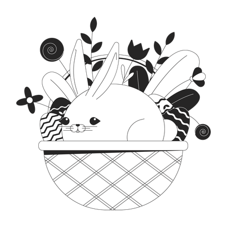 Canasta de pascua de conejo  Ilustración