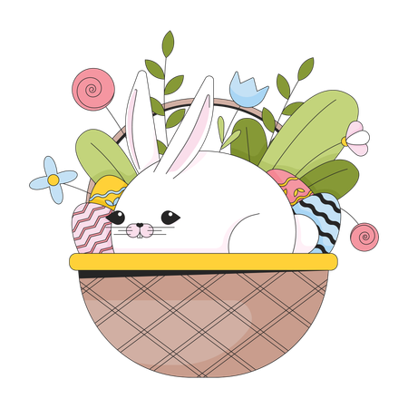 Canasta de pascua de conejo  Ilustración