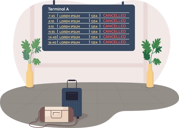 Cancelled Vacation 2 D Vector Web Banner Poster Quarantine Rules During Virus Not Going To Holidays Trip Coronavirus Flat Interior On Cartoon Background Virus Printable Patch Colorful Web Element Illustration