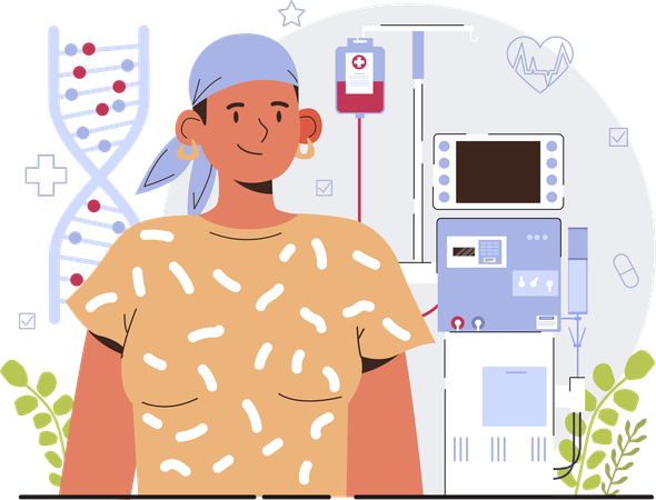 Cancer patient at hospital for cancer treatment  Ilustração