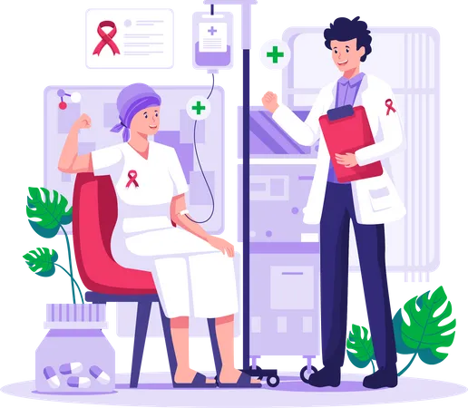 Cancer patient is undergoing chemotherapy treatment  Illustration