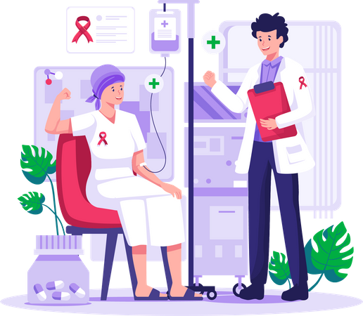 Cancer patient is undergoing chemotherapy treatment  Illustration