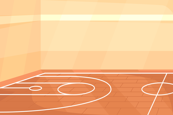 Cancha de baloncesto vacía en el gimnasio  Ilustración