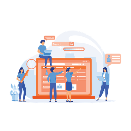 Candidate searching for new online job  Illustration