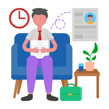 Candidate Waiting For Interview  Illustration