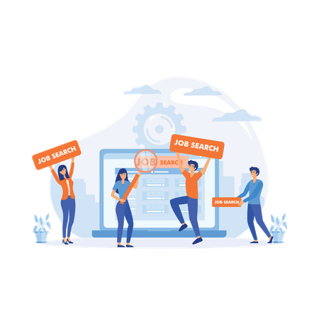 Candidates apply for new job in market  Illustration