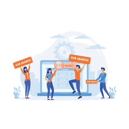 Candidates apply for new job in market  Illustration