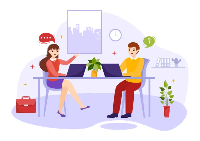 Job Recruitment Or We Are Hiring Vector Illustration With Candidates Giving CV To Interview Business To Become An Employee In Flat Cartoon Background Illustration