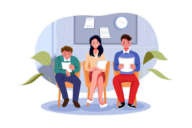 Candidates waiting for job interview  Illustration