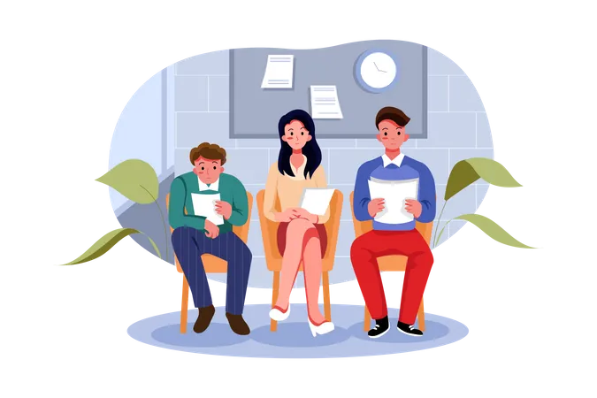 Candidates waiting for job interview  Illustration