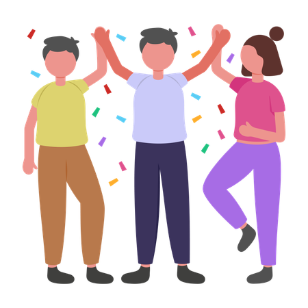 Candidates Winning elections doing Celebration  Illustration