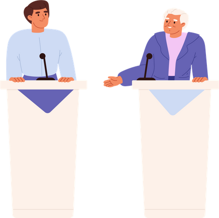 Candidatos masculinos em debates políticos  Ilustração