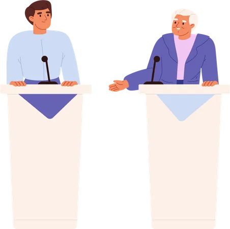 Candidatos masculinos en debates políticos  Ilustración