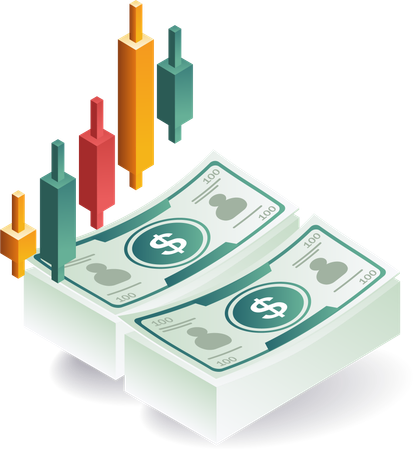 Candy analysis of trading money development  Illustration