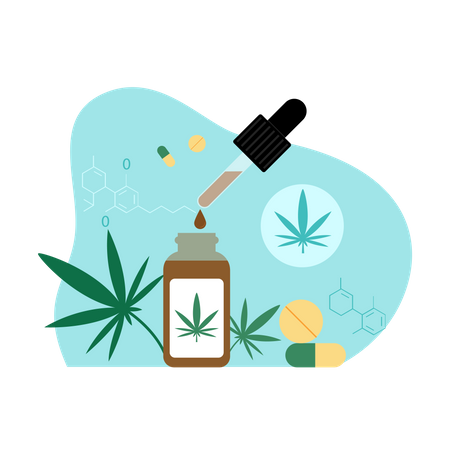 Medical research working on cbd oil Illustration