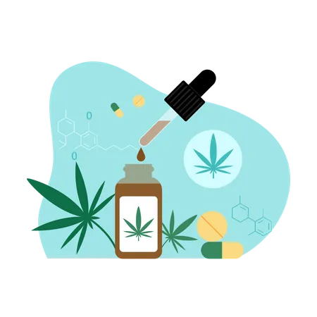 Medical research working on cbd oil  Illustration