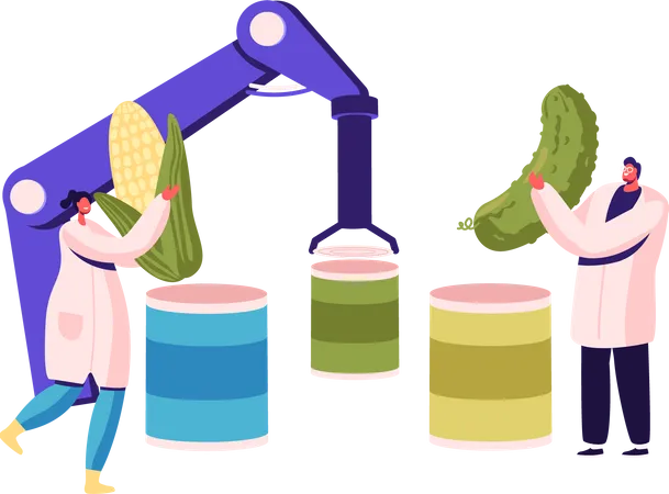 Canning Factory with Smart Robotics Technologies  Illustration