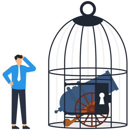 Cannon inside the cage  Illustration