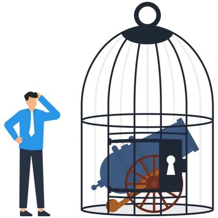 Cannon inside the cage  Illustration