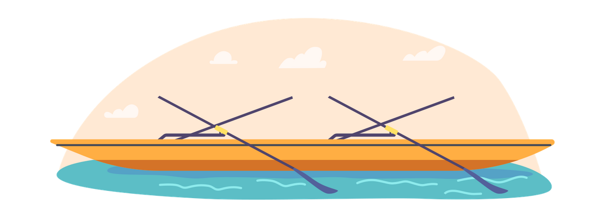 Canoe boat in the river  Illustration