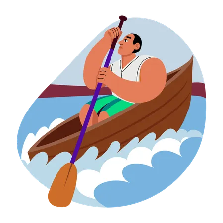 Canoeist racing in olympic  Illustration