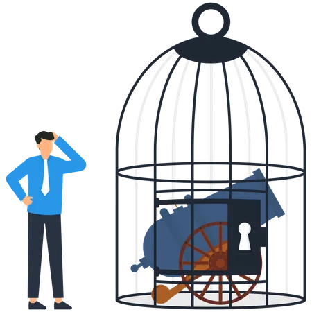 Canon à l'intérieur de la cage  Illustration